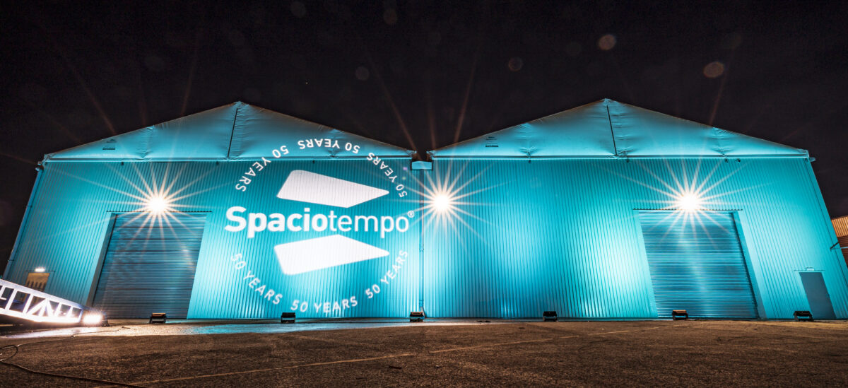 temporary structure celebrating 50 years of spaciotempo