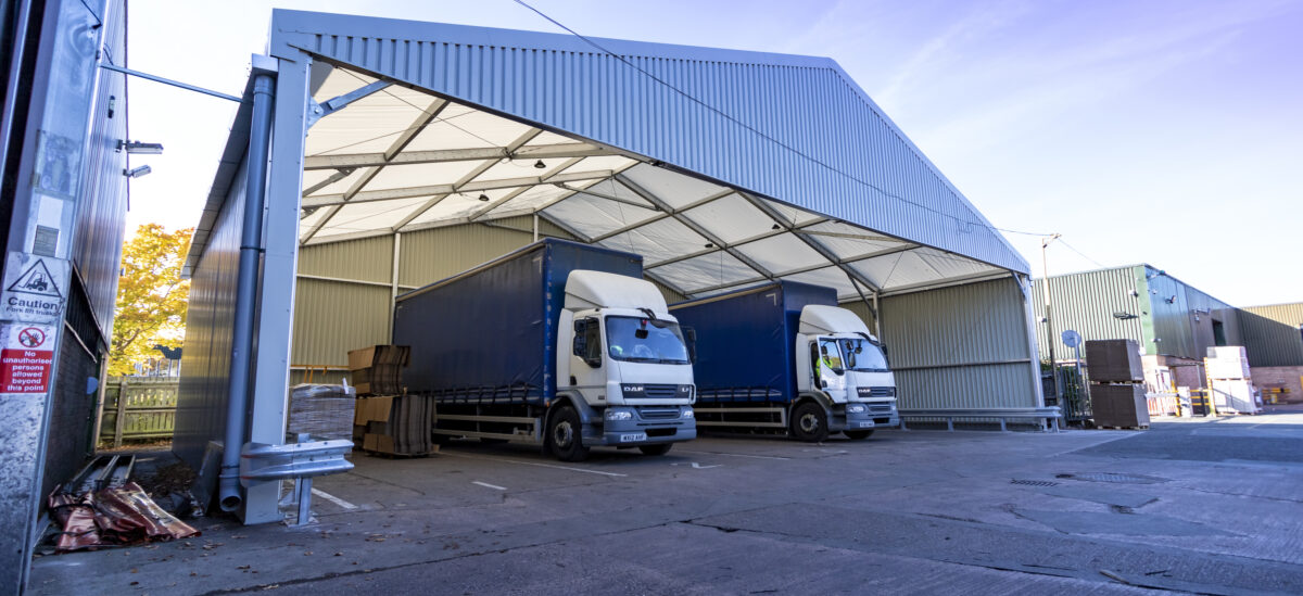 Temporary canopy building installed by Spaciotempo
