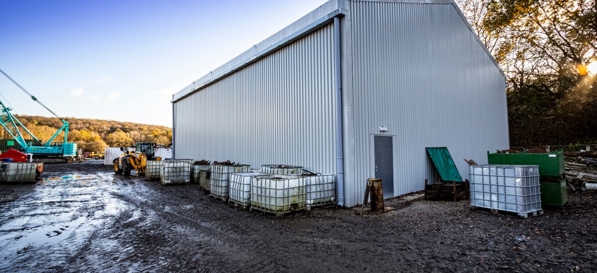 outside view of a temporary building on a work site