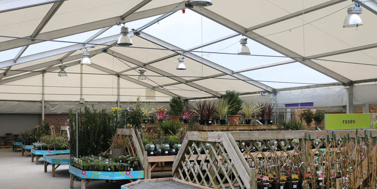 within the temporary building at Haskins Garden Centre