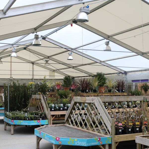 within the temporary building at Haskins Garden Centre