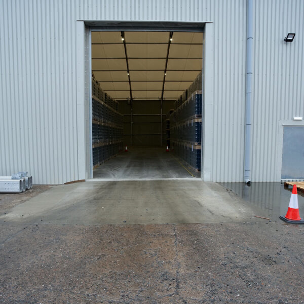 Roller shutter doors facilitating efficient loading and unloading operations.