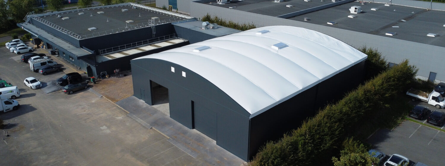 Drone shot of Oxygen temporary sports building