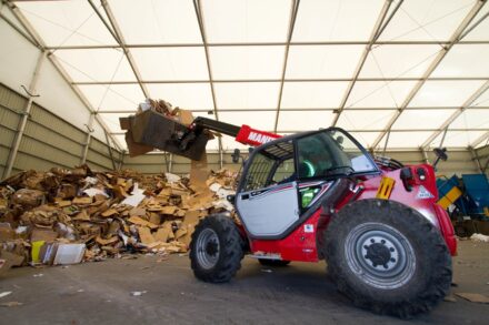 Temporary waste management building