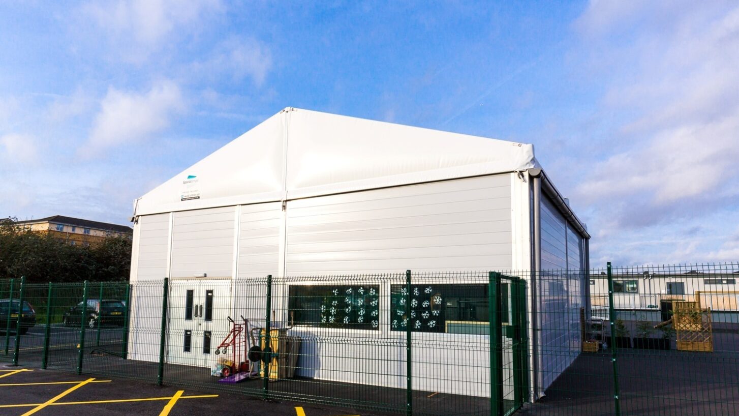 External temporary classroom building UK