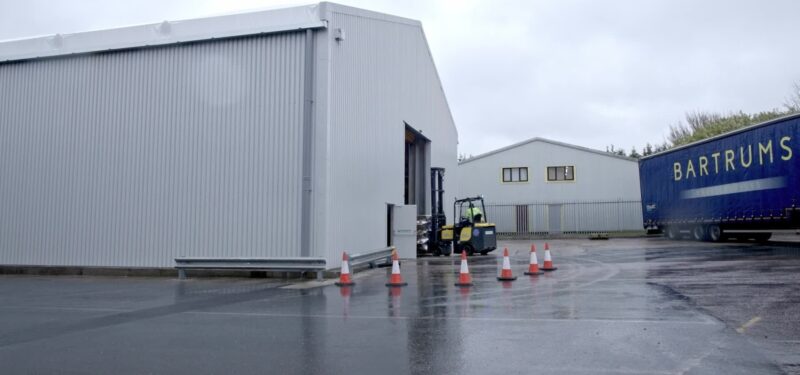 Temporary building installed at Global Chair by Spaciotempo UK