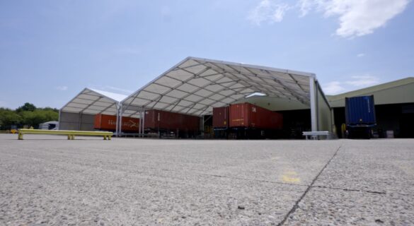 temporary canopies used for lorries