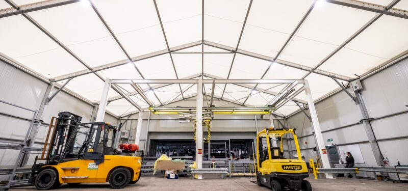 Semi permanent structure to store heavy machinery