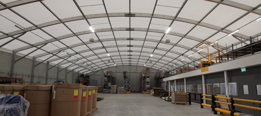The interior of Mantra Learning's Oxygen building which has been transformed into a simulated warehouse.