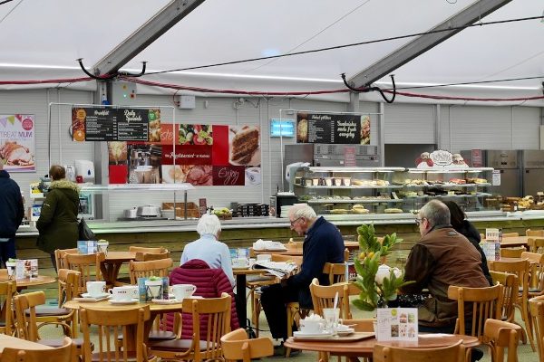 The 180-seat cafe at the temporary Haskins Garden Centre in East Grinstead.